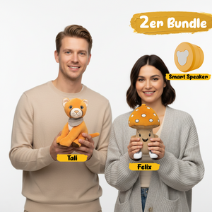 Lenabo Starter Kit 2er Bundle mit Lenabie Tali (Puma) und Lenabie Felix (Pilz) sowie Lenabo Smart Speaker – modulares, erweiterbares Audiosystem und smartes Spielsystem für Kinder von 0 bis 7+ Jahren, ab Geburt nutzbar, kompatibel mit allen Lenabies, steuerbar per App für Geschichten, Musik und altersgerechte Lerninhalte.