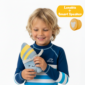 Lenabo Starter Kit mit Lenabie Nalu (Surfboard) und Smart Speaker – interaktives Audio-Kuscheltier für Kinder, inklusive herausnehmbarem Smart Speaker für Hörspiele, Musik und Gute-Nacht-Geschichten, steuerbar über die Lenabo App