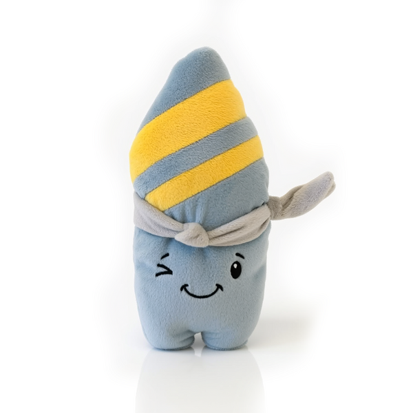 Lenabie Nalu (Surfboard) Kuscheltier Frontansicht – smart kombinierbares Plüschtier für Babys und Kinder, mitwachsender Audio-Begleiter von 0–7 Jahren