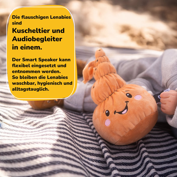Lenabo Starter Kit mit Lenabie Mia (Muschel) – flauschiges Audio-Kuscheltier mit herausnehmbarem Smart Speaker, waschbar und hygienisch, ideal für Kinder, flexibel einsetzbar als Kuscheltier und mobiler Audiobegleiter für Zuhause und unterwegs