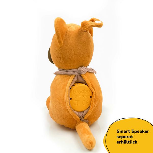 Lenabie Tali (Puma) Audio-Kuscheltier mit Reißverschluss-Fach auf der Rückseite – entnehmbares Smart Speaker Modul separat erhältlich, waschbares Stofftier für Babys und Kinder, flexibles Audiosystem für Hörspiele, Musik und Gute-Nacht-Geschichten
